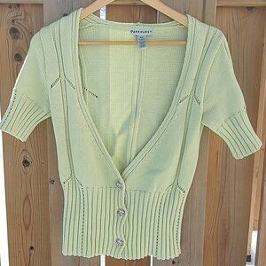 SOFT Lime Green PARKHURST Cotton 3 Button Cardigan Small Pretties Heart …